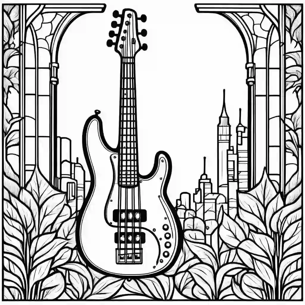 Bass guitar coloring pages